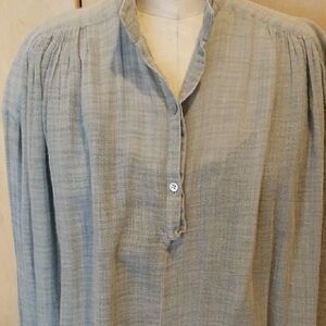 Issey Miyake Vintage Greenish Cotton and Linen P/O Top